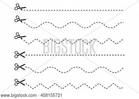 Paper Cut Set Scissors Cut Outline For Frame Print Design. Vector Illustration. Stock Image.