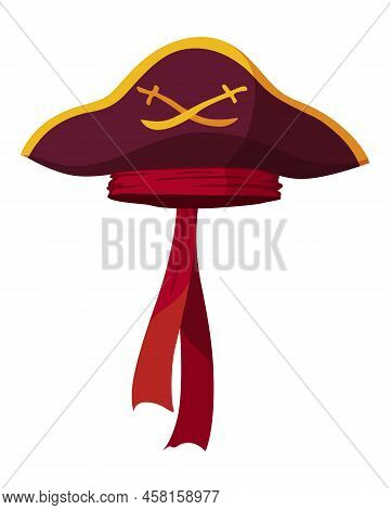 Corsair Or Pirate Hat. Pirate Fancy Dress, Design Element. Buccaneer Or Carnival Costume Hat. Sea Pi