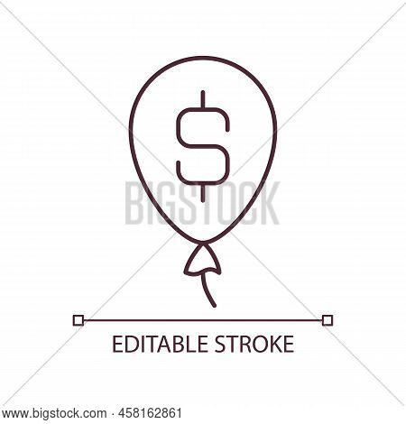Dollar Sign And Balloon Rgb Color Icon. Currency Value. Worthless Money. Economy And Banking. Isolat