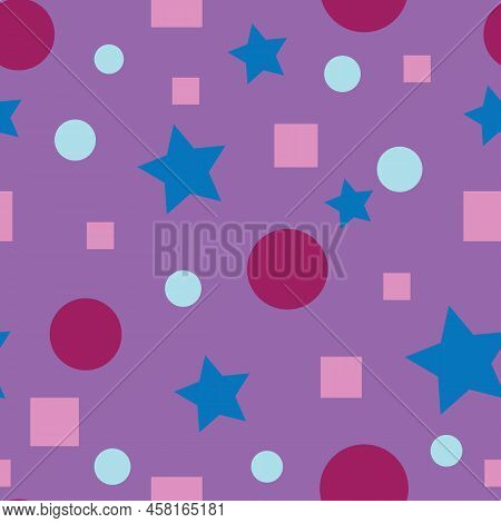 Seamless Colorful Vector Shapes Pattern Design Background.