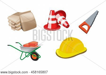 Woodworker Tools Icon. Building And Repair Tools Icons, Construction Tools Kit. Home Remodeling, Car