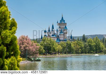 Sazova Park In Eskisehir, Turkey. (science, Art And Culture Park) Fairy Tale Castle