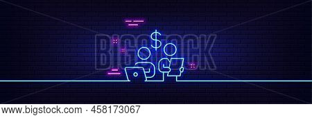 Neon Light Glow Effect. Budget Accounting Line Icon. Money Investment Sign. Stock Shares Traders Sym