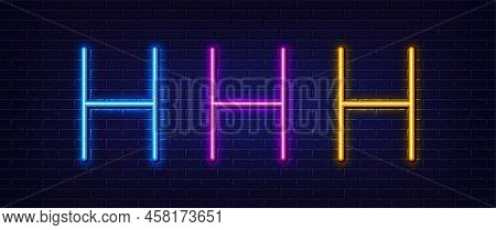 Initial Letter H Icon. Neon Light Line Effect. Line Typography Character Sign. Large First Font Lett