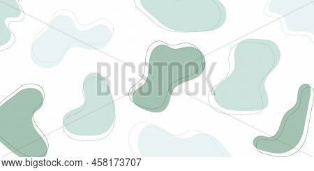 Trendy Hand Drawn Horizontal Abstract Background In Pastel Colors With Copy Space. Random Halftone G