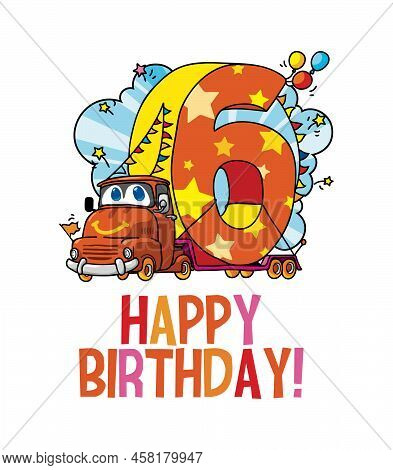 Boy Birthday Greeting Card Design With Red Truck