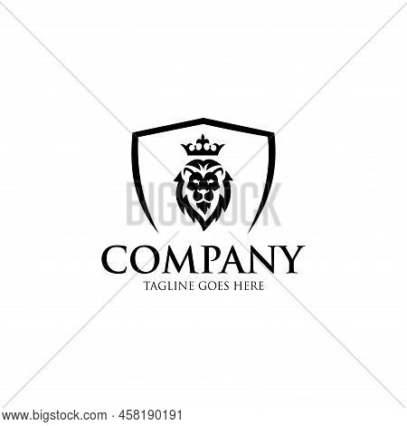 Lion King Logo / Lion Head And Crown Vector. Elements For Brand Identity.