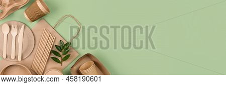 Sustainable Food Packaging - Paper Food Cups, Containers, Paper Bag, Wooden Bamboo Cutlery Set And D