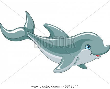 Svømning Dolphin isoleret på hvid baggrund
