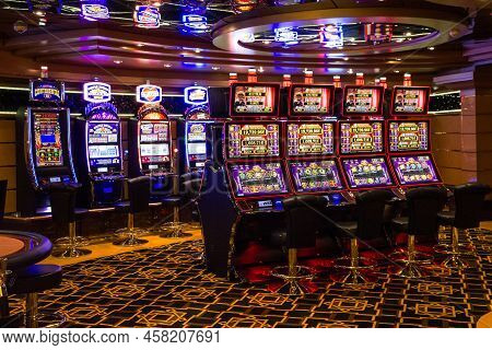 Splendida Cruise Vessel - March 22, 2022: Casino Interior On Splendida Cruise Liner