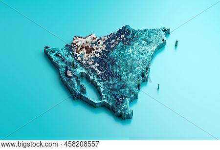 Topographic Nicaragua Map Hypsometric Elevation Tint Spectral Shaded Relief Map 3d Illustration