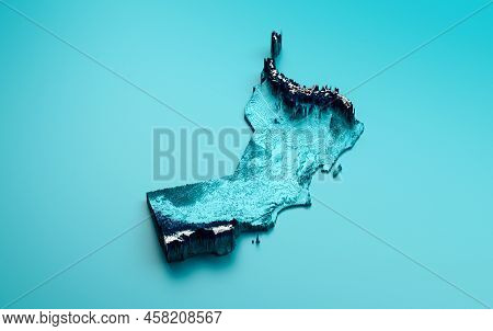 Topographic Oman Map Hypsometric Elevation Tint Spectral Shaded Relief Map 3d Illustration