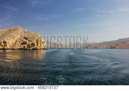 Oman Sea Landscape View, Mountain Fjords, Khasab.