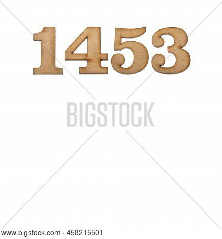 Number 1453 In Wood, Isolated On White Background