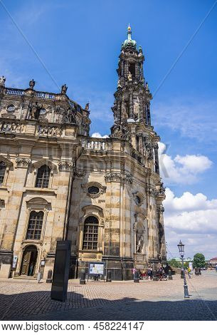 Dresden, Germany - June 28, 2022: Cathedral Sanctissimae Trinitatis Or Just Dresden Hofkirche. Alway