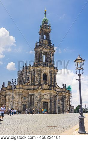 Dresden, Germany - June 28, 2022: Cathedral Sanctissimae Trinitatis Or Just Dresden Hofkirche. Alway