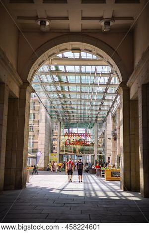 Dresden, Germany - June 28, 2022: View Of The Passages On The Old Market (altmarkt), Towards The Alt