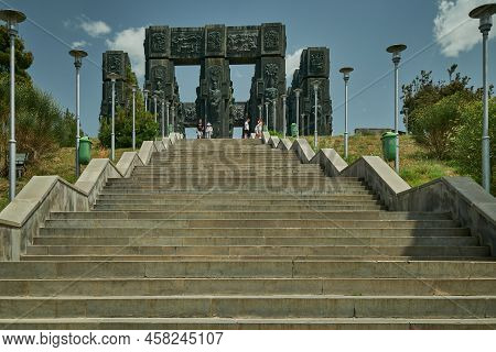 Tbilisi, Georgia- July 14 2022: Chronicle Of Georgia Located On A Small Hill On The Outskirts Of Tbi