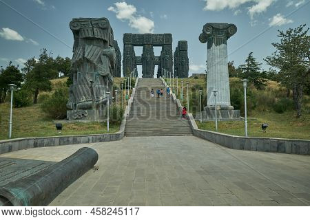 Tbilisi, Georgia- July 14 2022: Chronicle Of Georgia Located On A Small Hill On The Outskirts Of Tbi