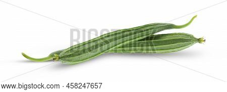 Fresh Luffa Acutangula,angled Loofah  Isolated On White Background