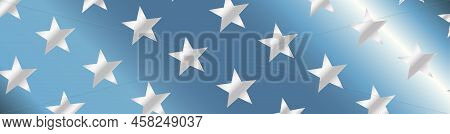 Several Solver Stars On A Pale Blue Metal Stripe As A Banner Background