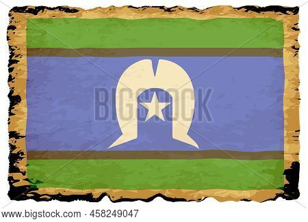 The Torres Straits Islanders Flag Set On A Parchment Background Of Browns Shades And Black Over A Wh