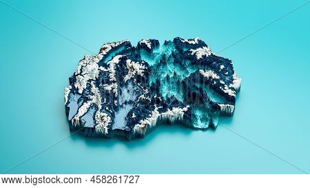 Topographic North Macedonia Map Hypsometric Elevation Tint Spectral Shaded Relief Map 3d Illustratio