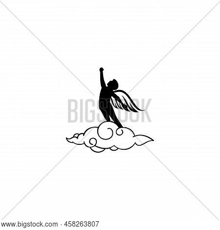 Winged Man Rising Logo Wings Man Silhouette Vector & Photo (Free Trial) | Bigstock
