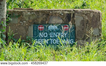 No Passage Danger From Rhinos In The Nature Reserve Hluhluwe National Park South Africa