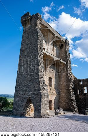 View On Medieval Buildings In Sunny Day, Vacation Destination Wine Making Village Chateauneuf-du-pap