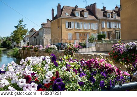 North Of Burgundy Wine Making Region, Walking In Chablis Village With Famous White Dry Wine Made Fro