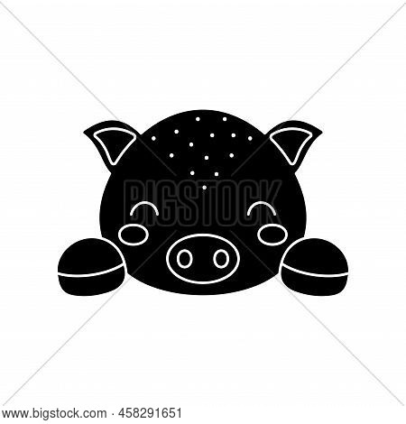 Cute Scandinavian Pig Head. Animal Face For Kids T-shirts, Wear, Nursery Decoration, Greeting Cards,