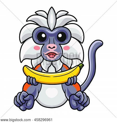 Vector Illustration Of Cute Zanzibar Red Colobus Monkey Cartoon Holding A Banana