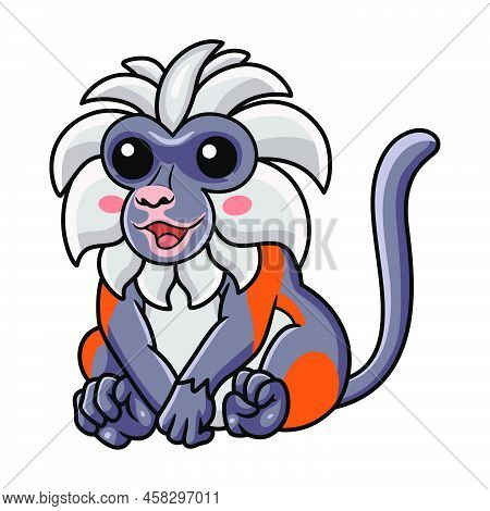Vector Illustration Of Cute Zanzibar Red Colobus Monkey Cartoon Sitting