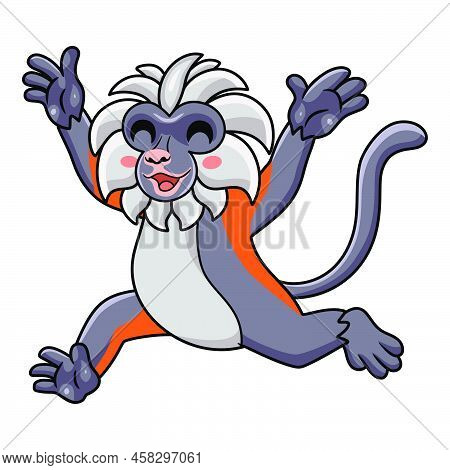 Vector Illustration Of Cute Zanzibar Red Colobus Monkey Cartoon Running
