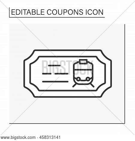 Discount Line Icon. Loyalty Program. Certificate For Free Ticket On Trane. Present For Clients. Coup