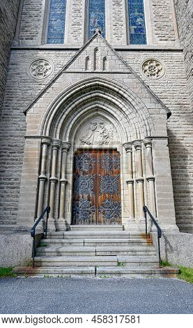 Side Entry To Olaus Petri Church In Orebro Sweden