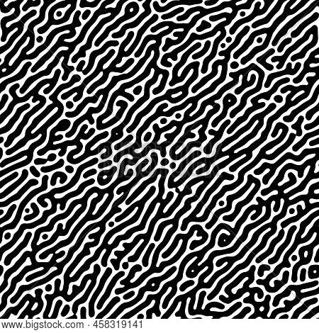 Turing Reaction Diffusion Black Seamless Pattern With Directional Motion