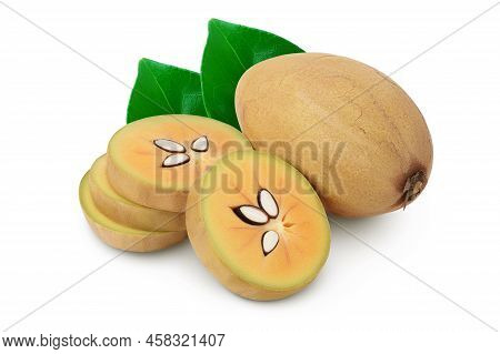 Sapodilla Isolated On White Background With Full Depth Of Field
