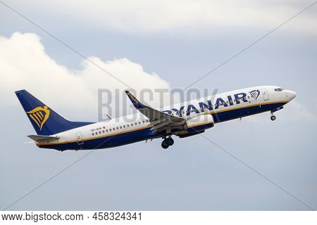Ryanair Boeing 737-8as Takes Off From Riga International Airport. Riga International Airport, Marupe
