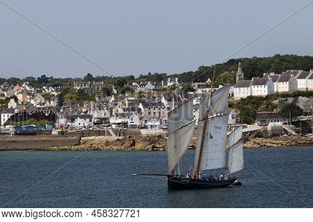 Douarnenez, France - July 17 2022: La Cancalaise Is A Bisquine Replica Built In 1987 In Cancale. She