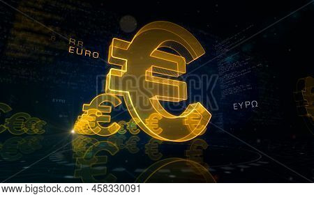 Euro Currency Icon And Eur Money Symbol Digital Concept 3D Illustration