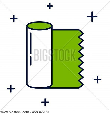 Filled Outline Textile Fabric Roll Icon Isolated On White Background. Roll, Mat, Rug, Cloth, Carpet 