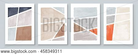 Set Of Abstract Hand Painted Illustrations For Wall Decoration, Postcard, Social Media Banner, Broch
