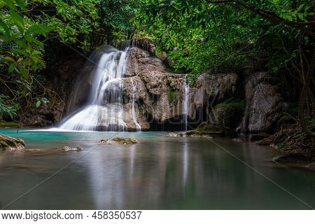Huai Mae Khamin Waterfall Third Floor,landscape Photo, Huai Mae Khamin Waterfall Srinakarin National