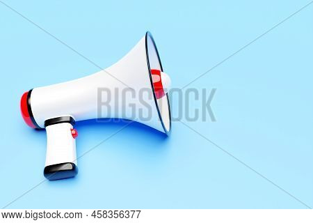 Megaphone Speaker Or Megaphone Loudspeaker, Realistic 3d Illustration. Modern Isolated Megaphone Lou