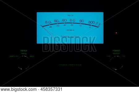 Power Preamplifier With Power Output Meter Glowing In The Dark