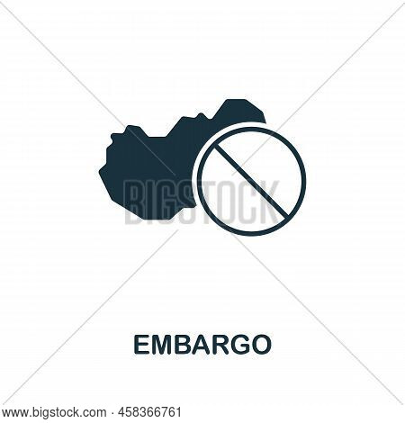 Embargo Icon. Monochrome Simple Line Economic Crisis Icon For Templates, Web Design And Infographics
