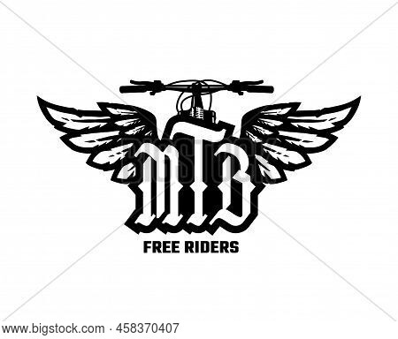 Mtb Logo, Steering Wheel And Wings. Vector Illustration.