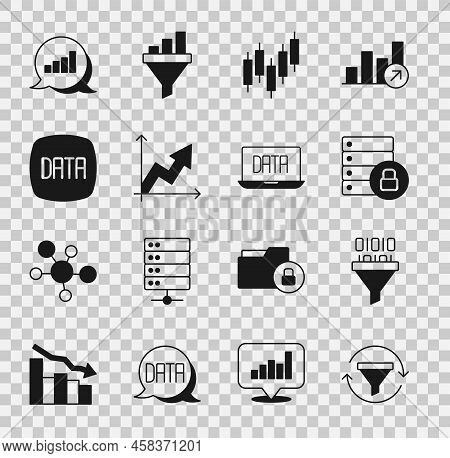 Set Sales Funnel With Chart, Binary Code, Server Security Padlock, Browser Stocks Market, Financial 